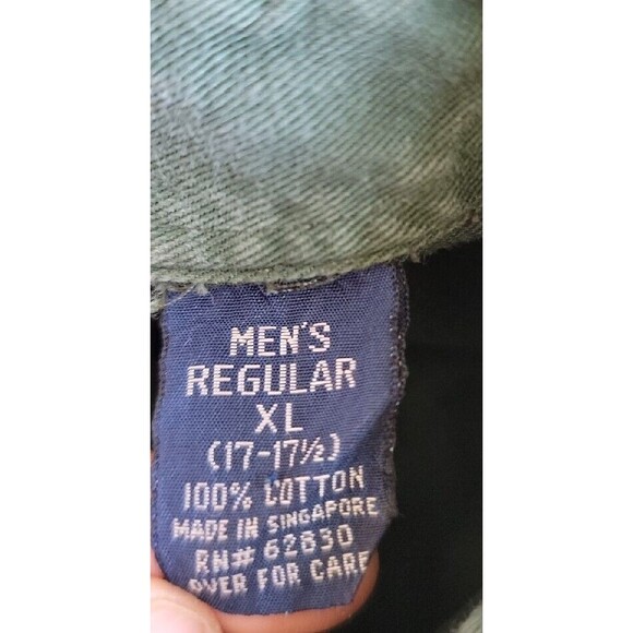 Lands End Mens XL 17 Shirt Button Up Green Logo Short Sleeve Canvas Duck Vtg 90s - Picture 3 of 12